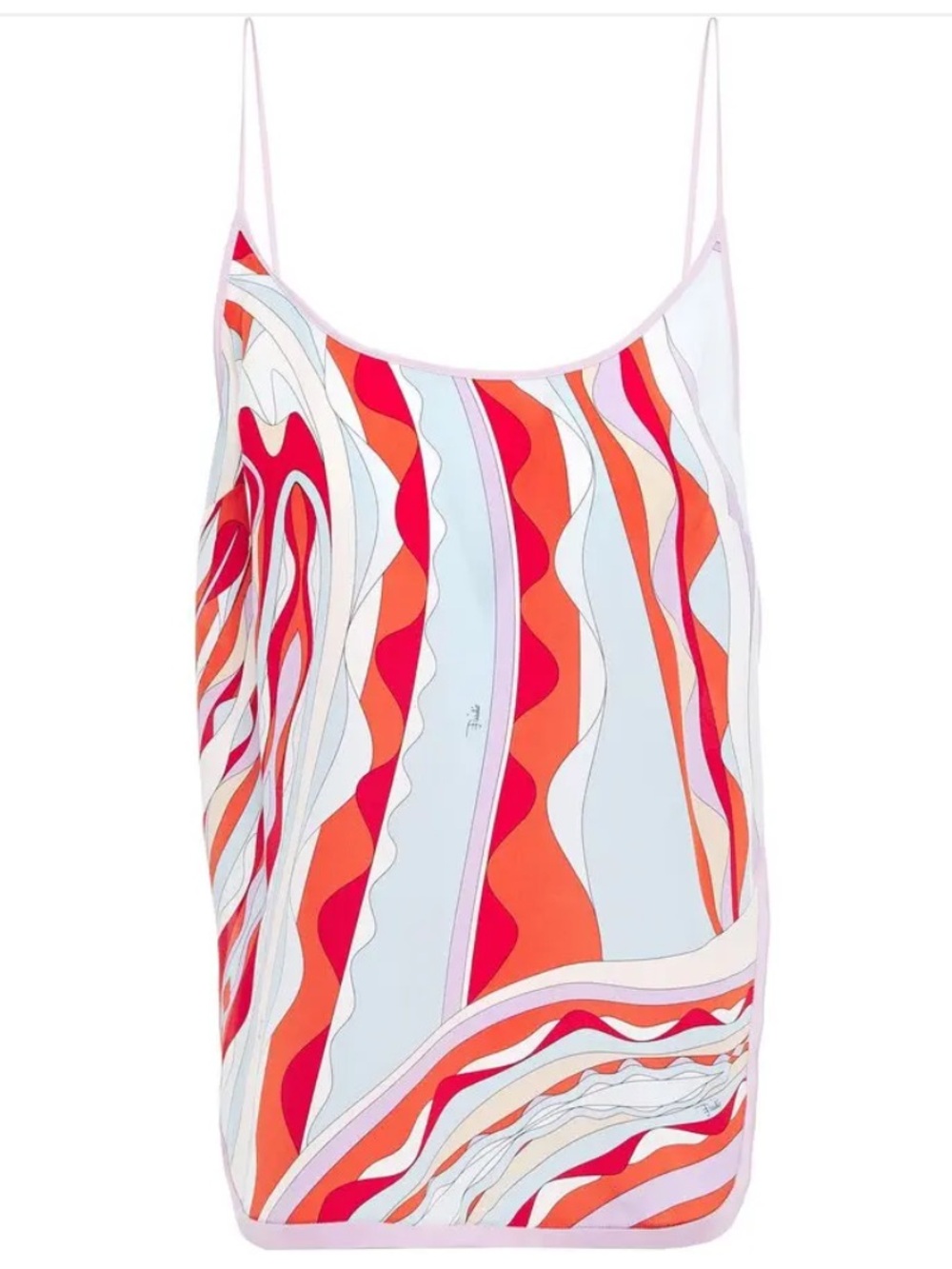 Emilio Pucci Printed Silk Crepe De Chine Camisole Blue & Red Pattern size US 10